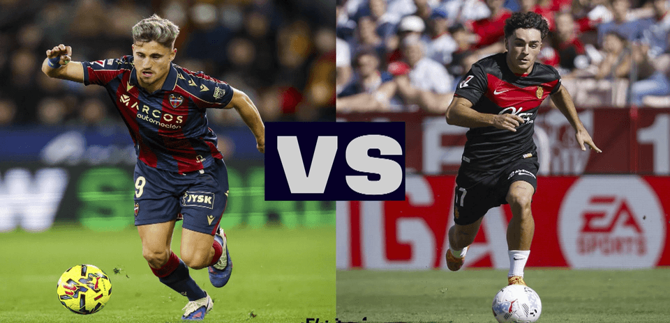 Jugadores de Levante y Mallorca en acción