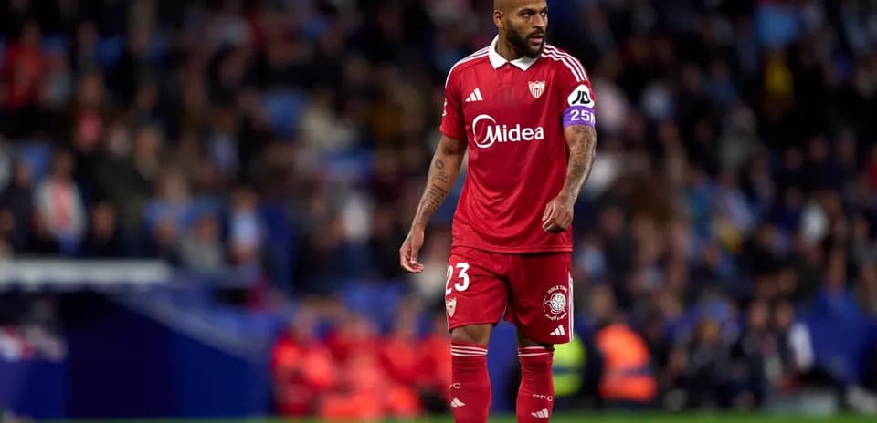 Jugador del Sevilla en partido contra Espanyol