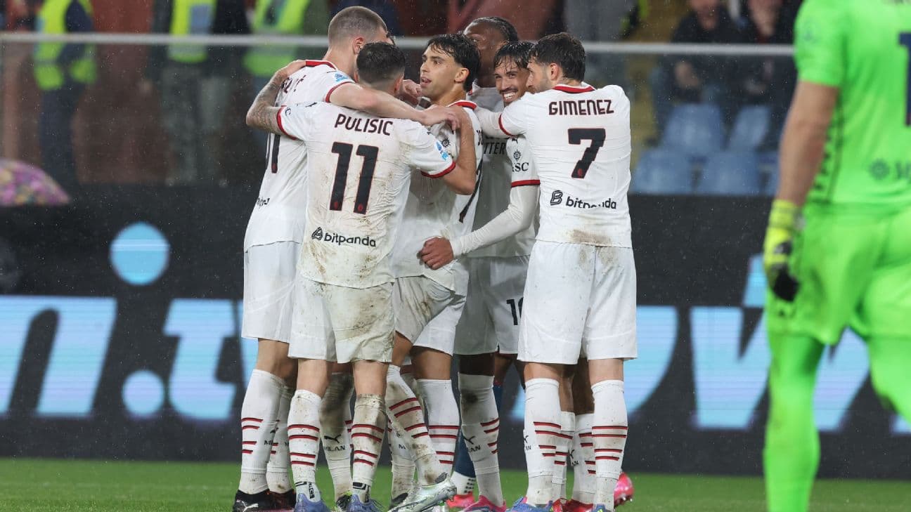 Celebración de jugadores del AC Milan en partido