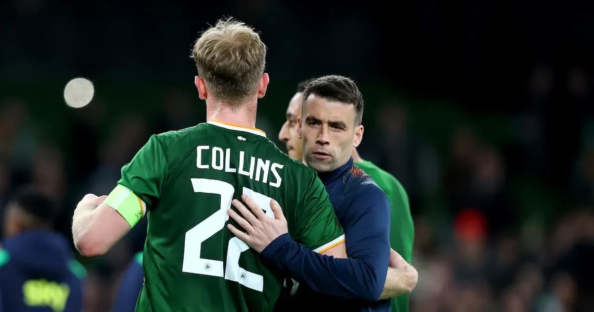Jugadores irlandeses se abrazan tras el partido