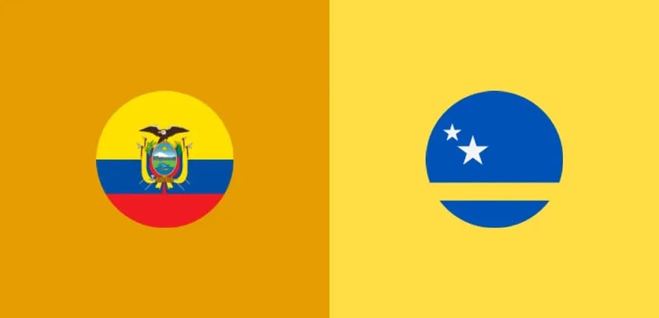 Banderas de Ecuador y Curazao en fondo colorido