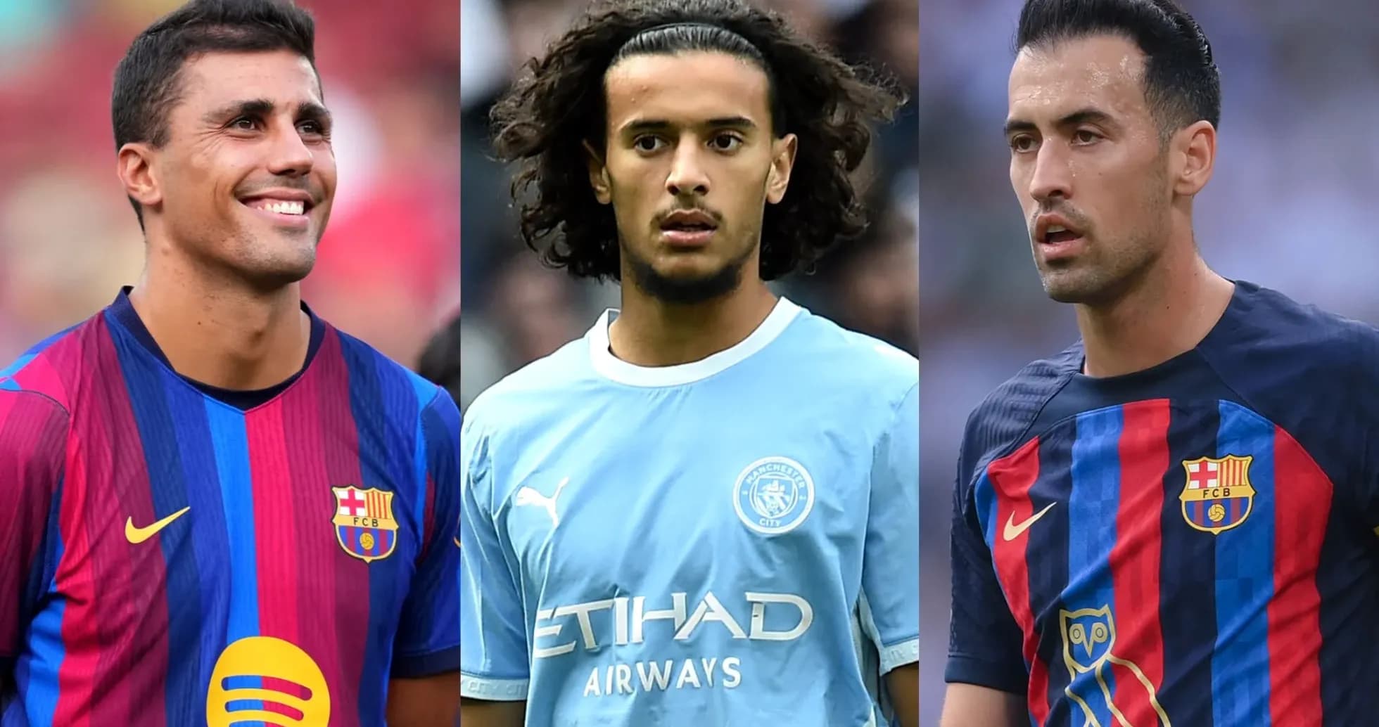Tres jugadores de fútbol en sus camisetas de equipo