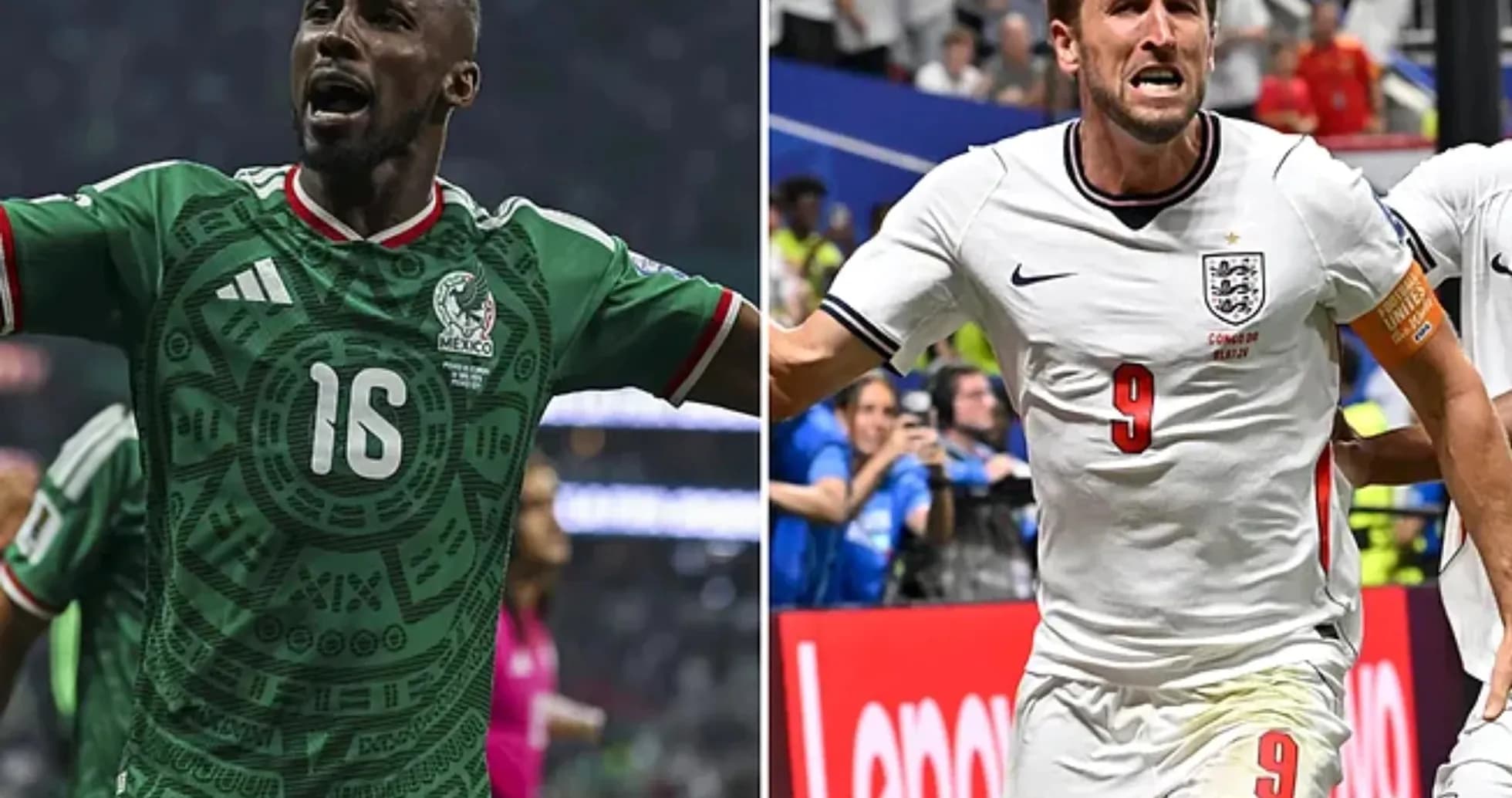 Jugadores de México e Inglaterra celebrando en el Mundial
