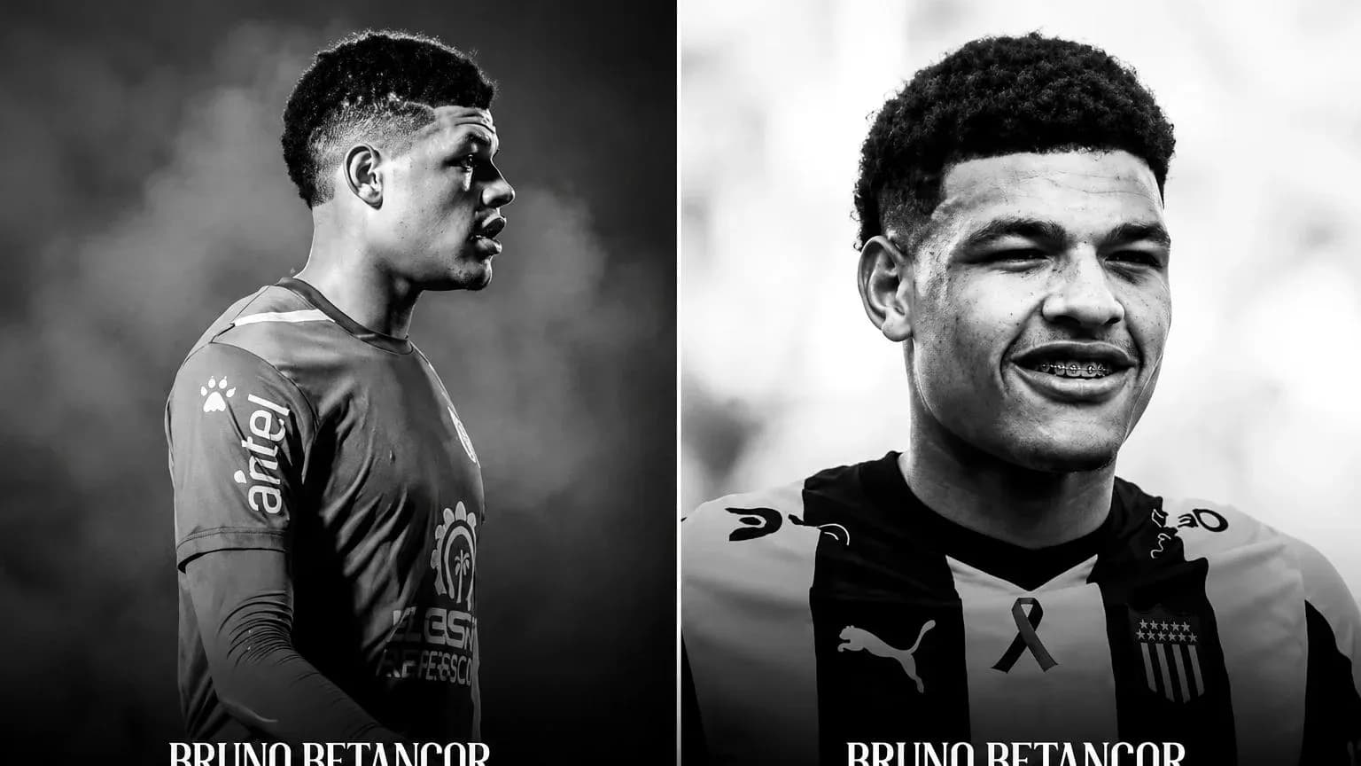Bruno Betancor en dos retratos en blanco y negro