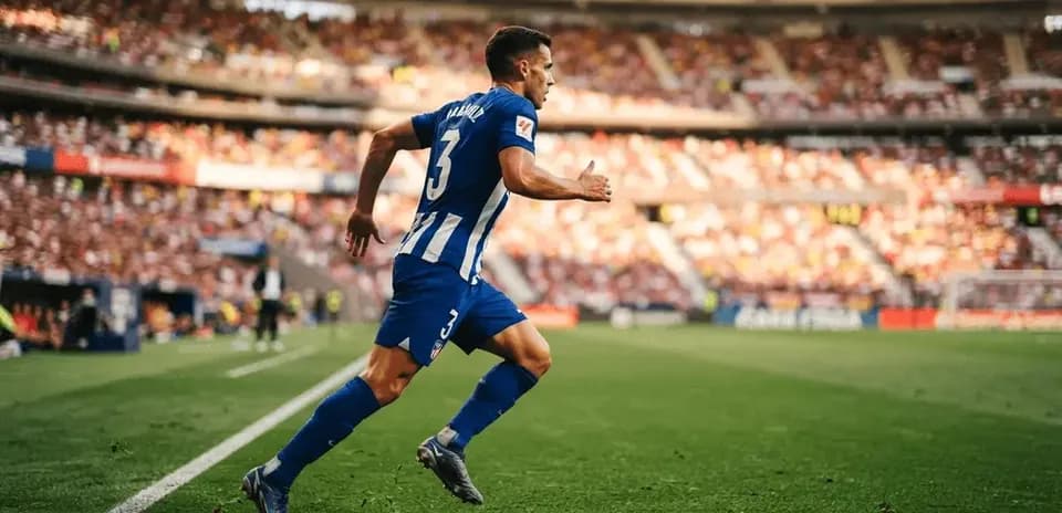 Jugador corriendo por la banda en el estadio