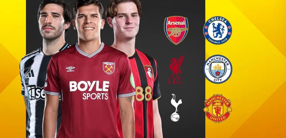 Jugadores de fútbol con camisetas de diferentes clubes