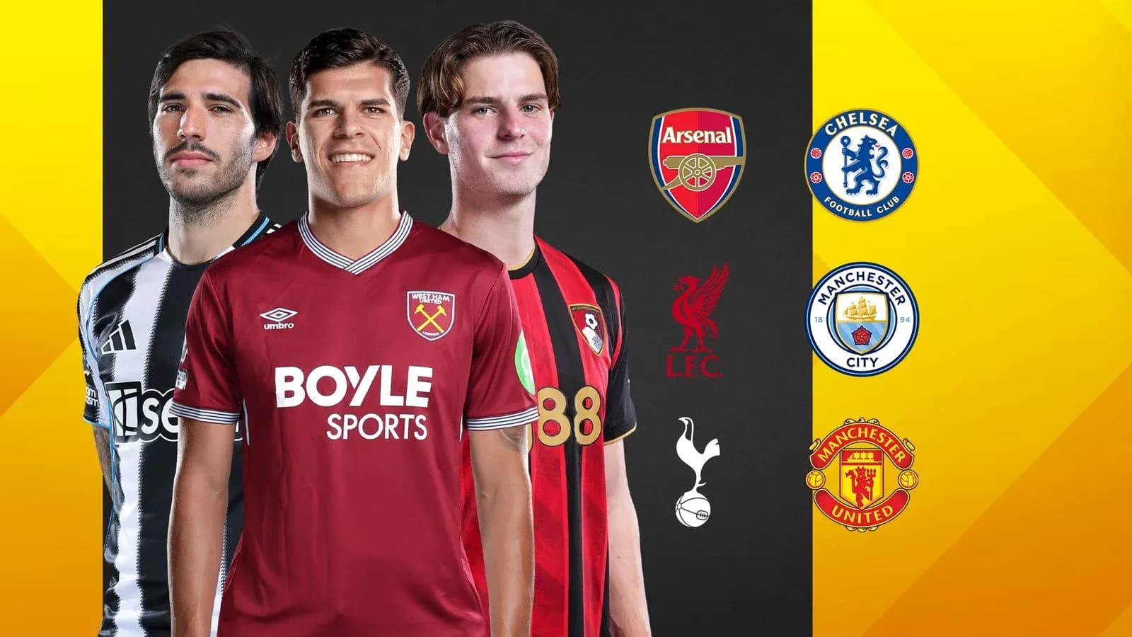 Jugadores de fútbol con camisetas de diferentes clubes