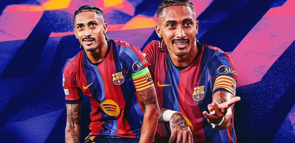 Jugador de FC Barcelona posando en uniforme oficial