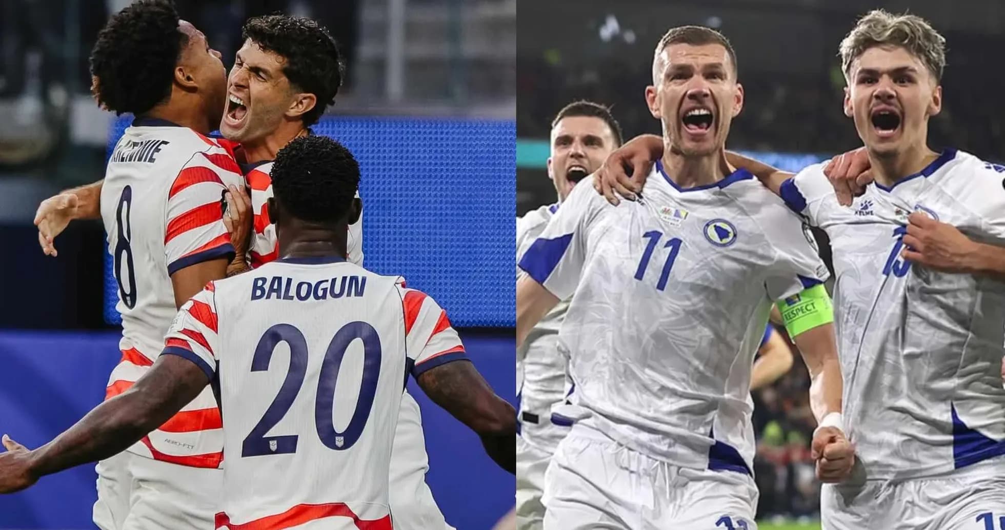 Celebración de goles en el partido USA vs Bosnia