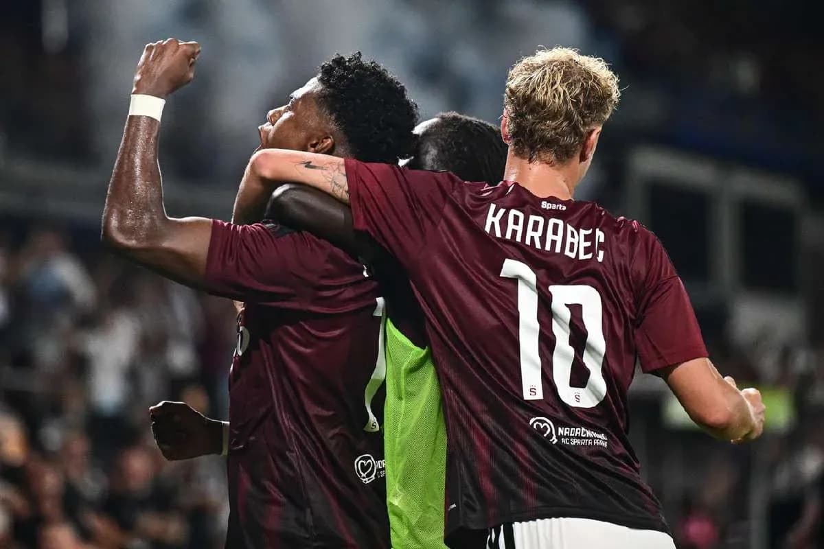 Celebración de jugadores de Sparta Praha