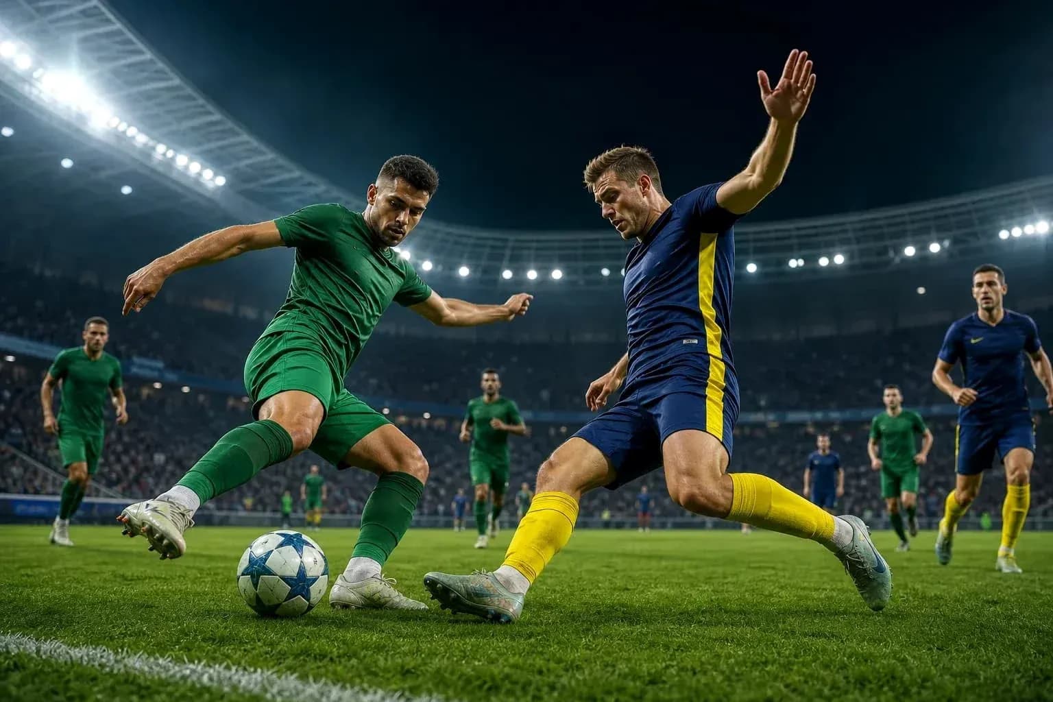 Jugadores en acción durante el partido de fútbol