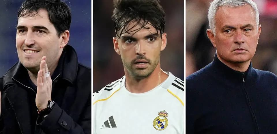 Tres figuras del fútbol en retratos separados