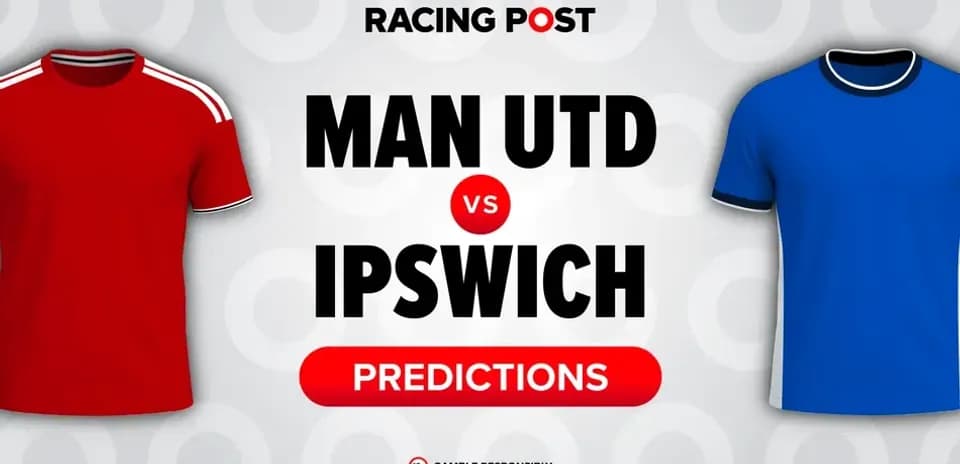 Camisetas de Man Utd e Ipswich con texto de predicciones