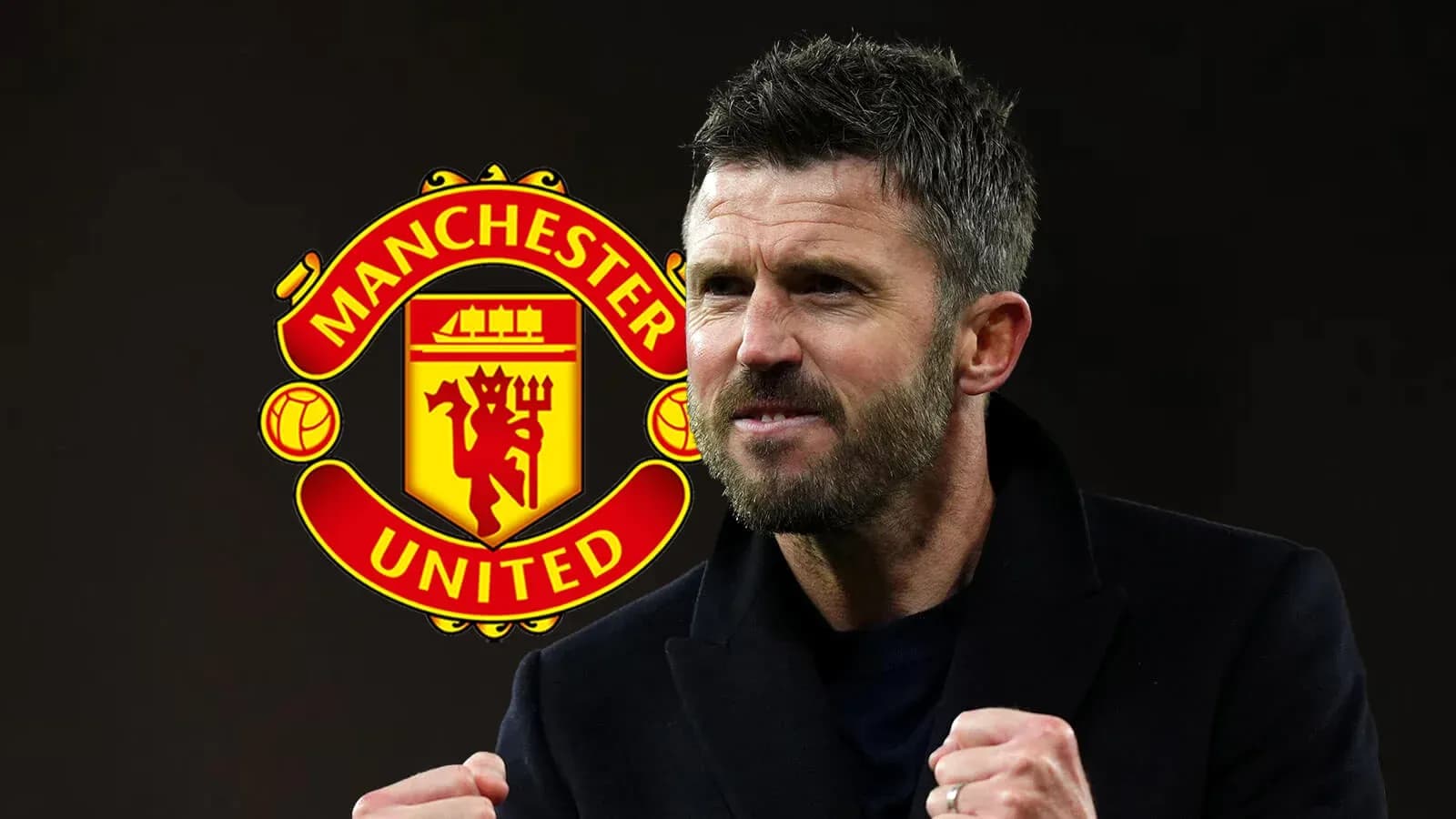 Entrenador celebrando con logo de Manchester United