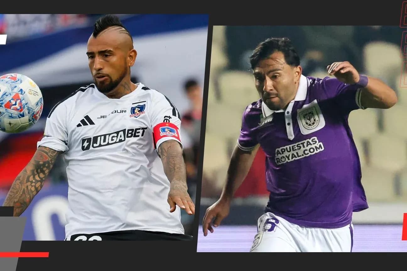 Arturo Vidal y jugador de Concepción en acción