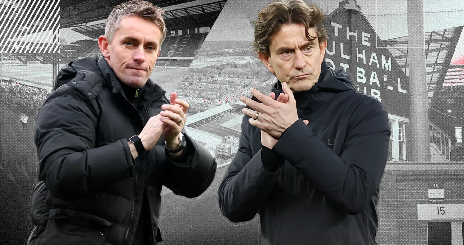 Entrenadores aplaudiendo en el estadio de Fulham