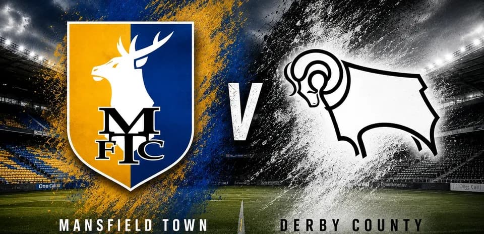Escudo de Mansfield Town contra Derby County en el estadio