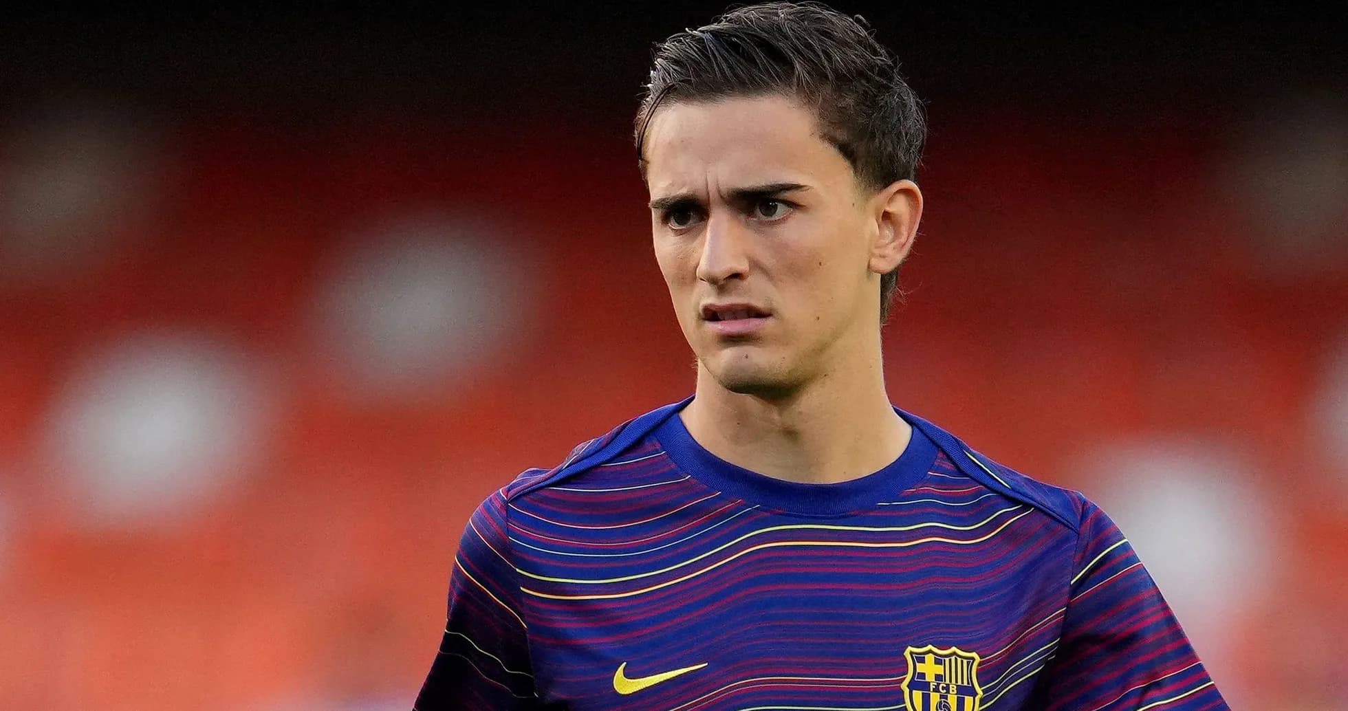 Jugador de Barcelona en calentamiento antes del partido