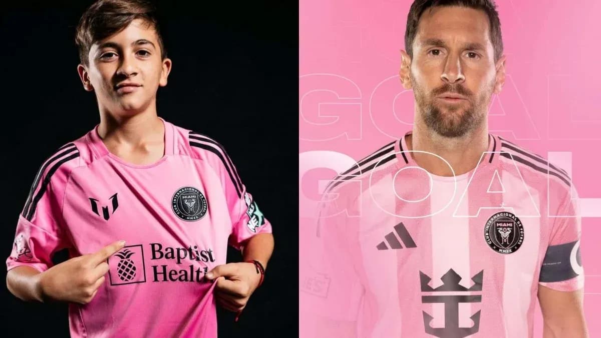 Joven y Messi en camisetas del Inter Miami