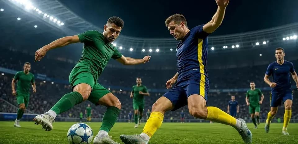 Jugadores de fútbol compitiendo por el balón