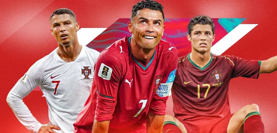 Cristiano Ronaldo en varias camisetas de Portugal