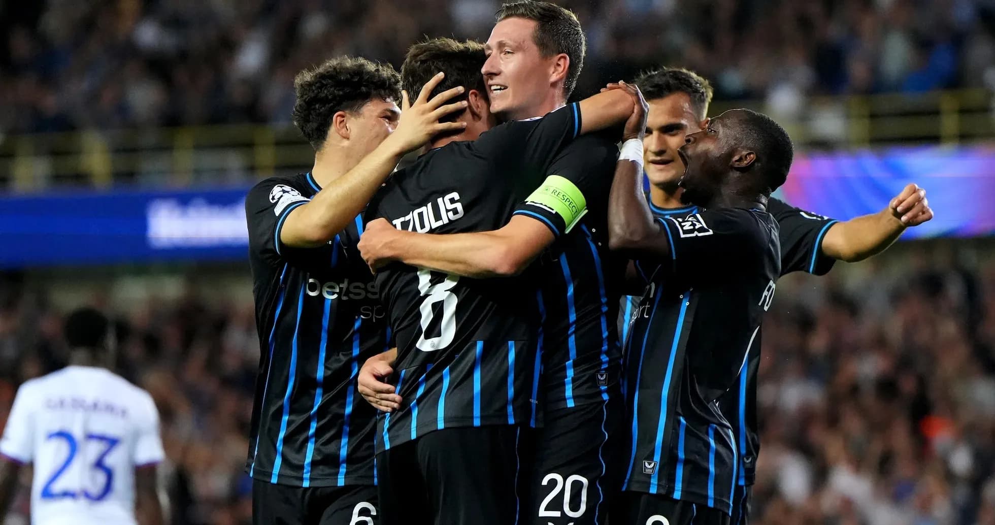 Jugadores de Club Brugge celebrando un gol