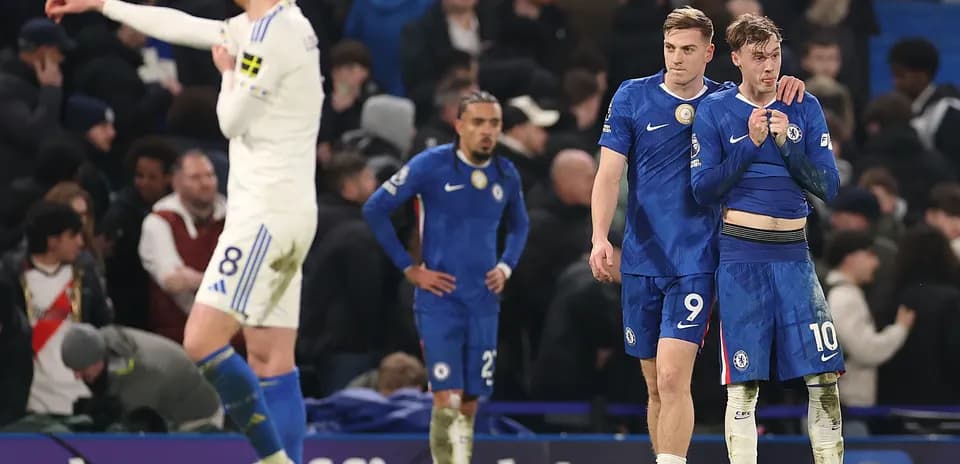 Jugadores de Chelsea al final del partido con Leeds