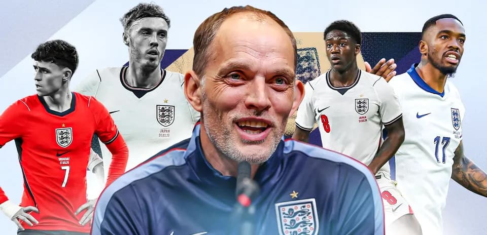 Entrenador y jugadores de Inglaterra en una composición