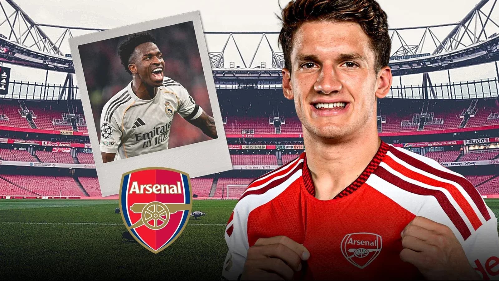 Jugador de Arsenal posando en el Emirates Stadium