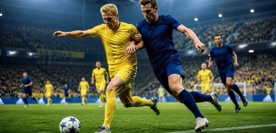 Jugadores compitiendo por el balón en partido
