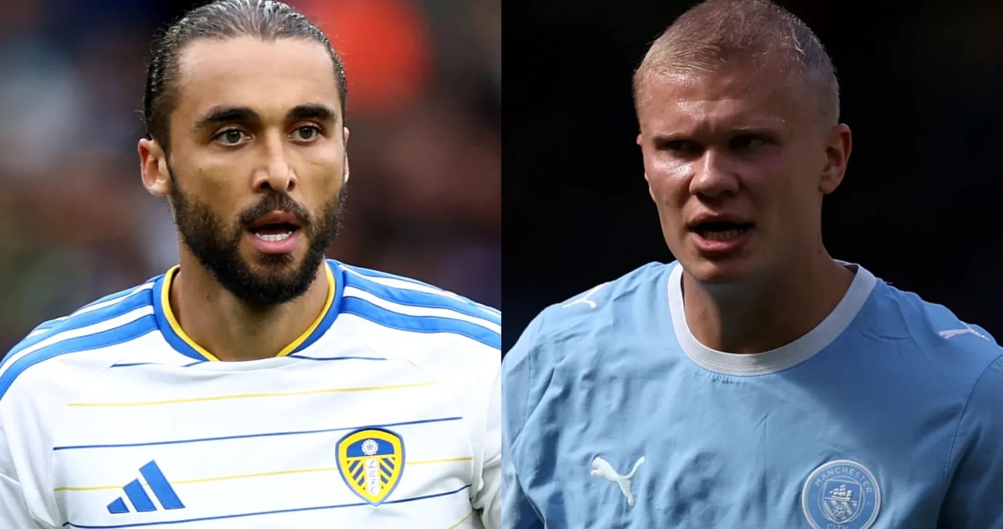 Jugadores de Leeds y Manchester City en acción