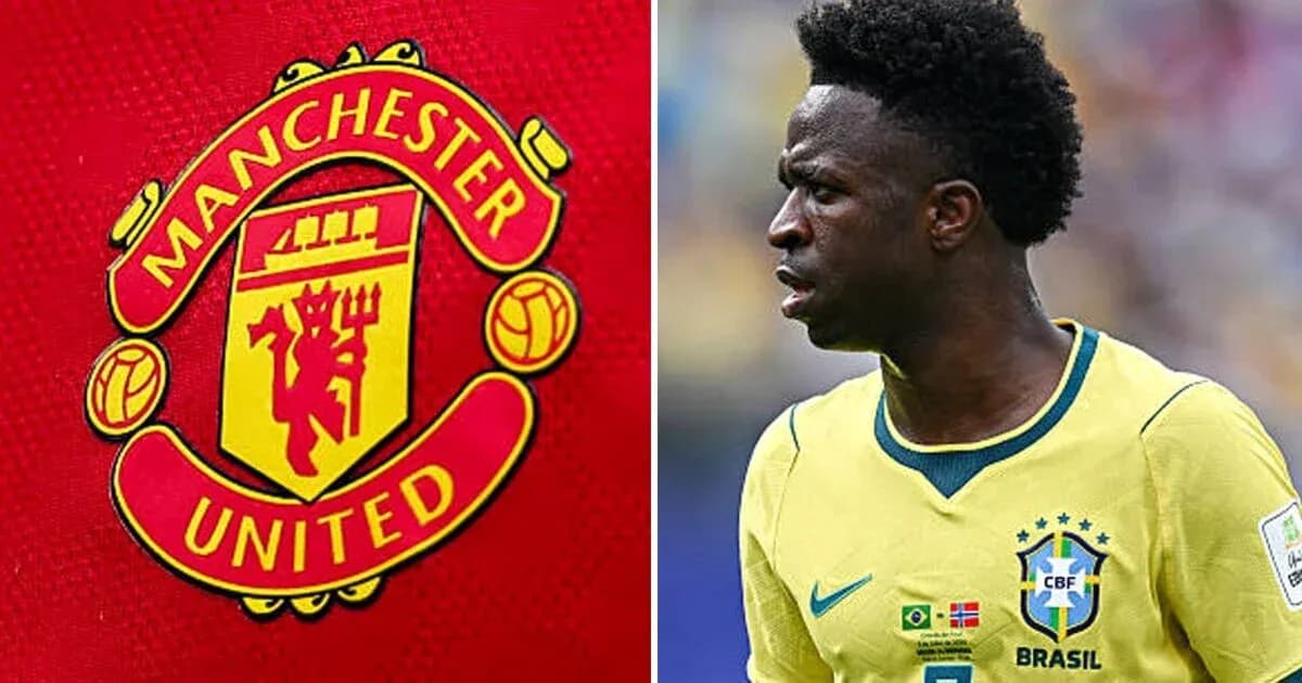 Logotipo de Manchester United y jugador brasileño
