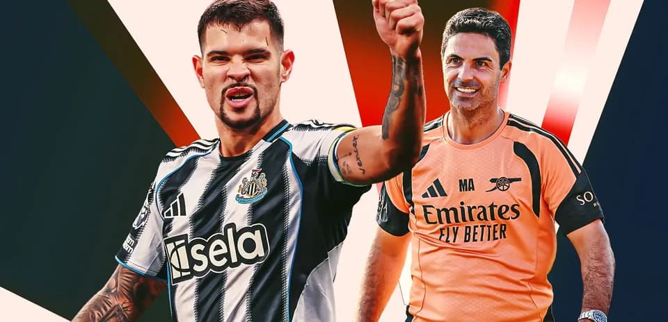 Jugadores de Newcastle y Arsenal posando en el gráfico