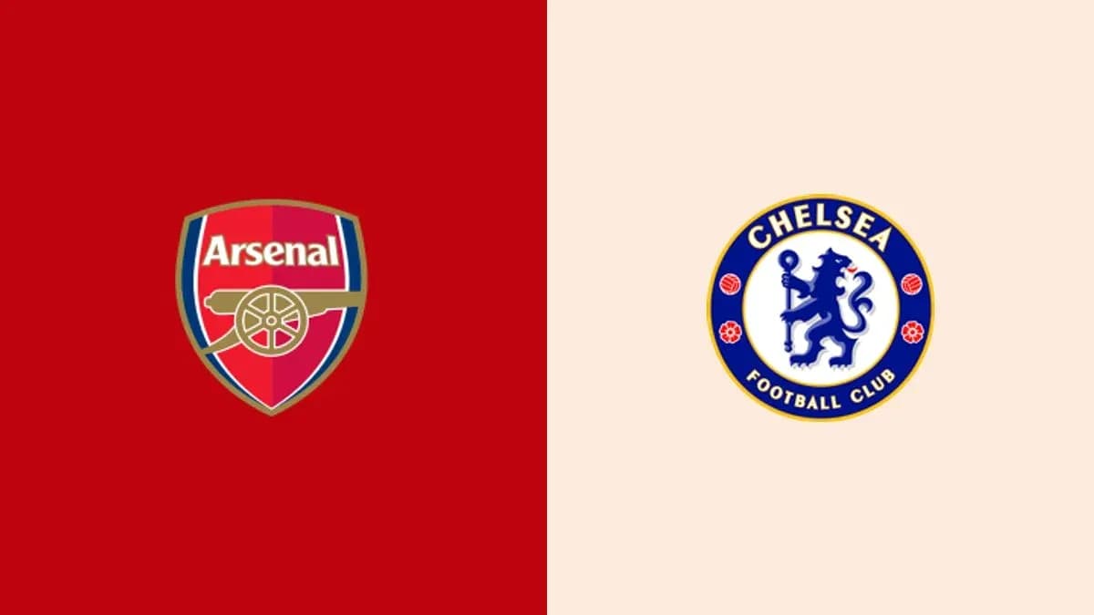 Logos de Arsenal y Chelsea en fondo colorido