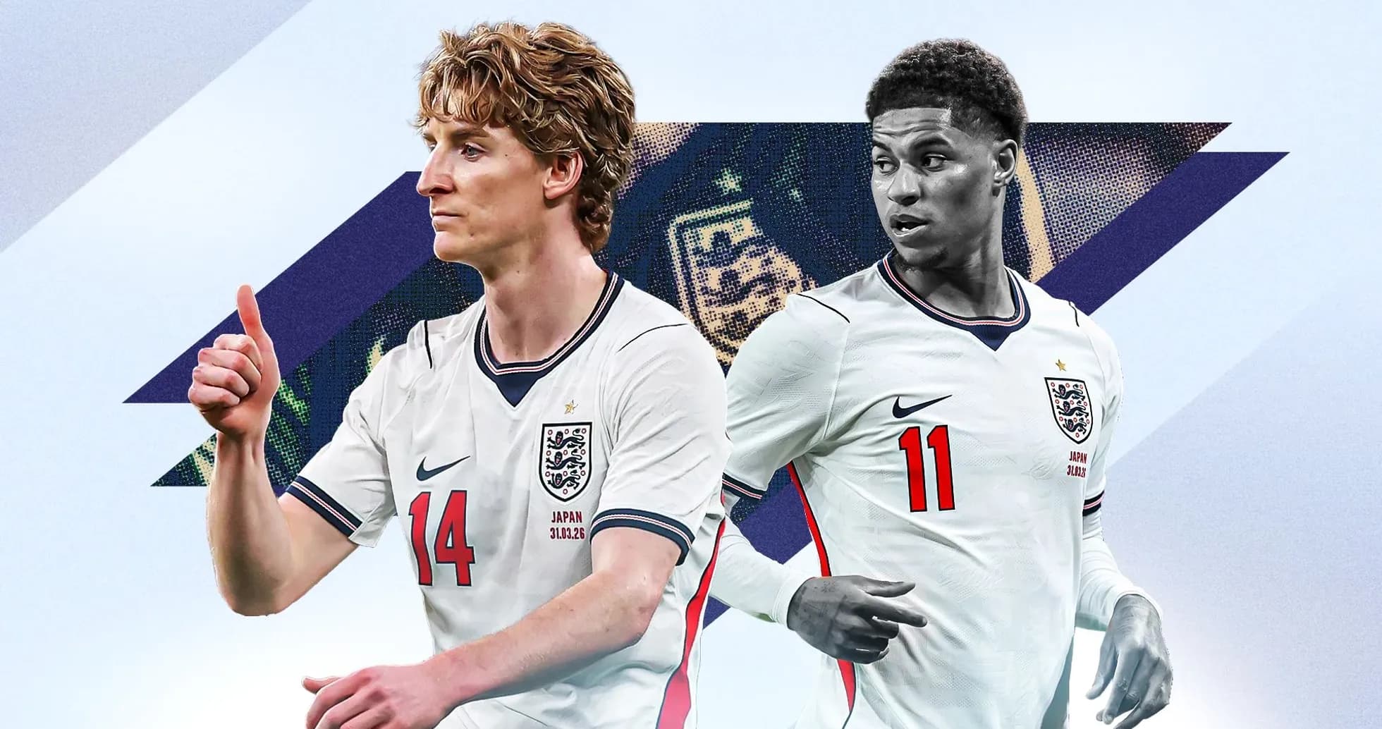 Dos jugadores de Inglaterra posando para la foto