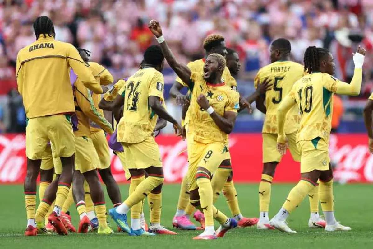 Jugadores de Ghana celebrando un gol