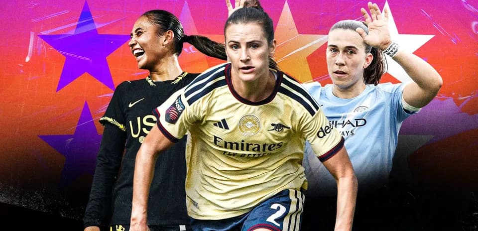 Jugadoras de fútbol en acción con fondo colorido