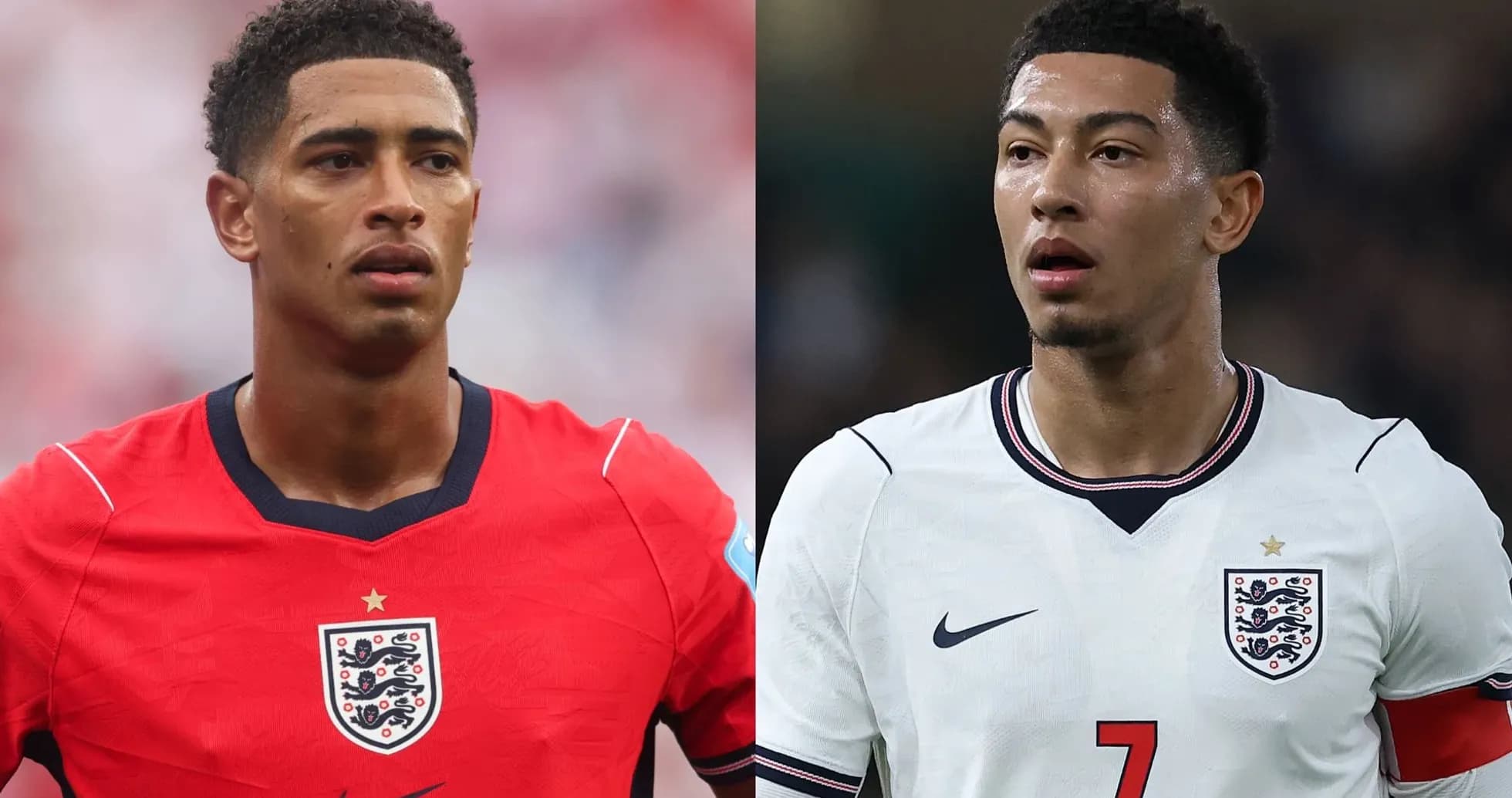 Jugadores de Inglaterra en diferentes uniformes de fútbol Jugadores de Inglaterra en diferentes uniformes de fútbol