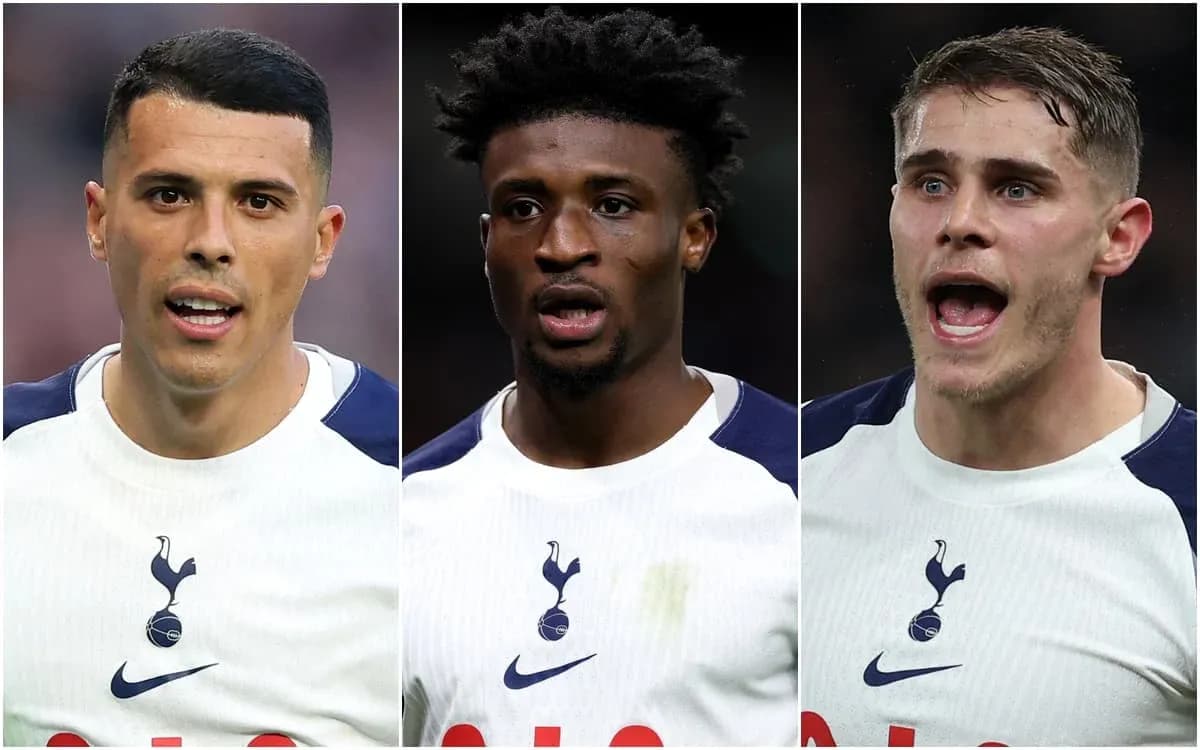 Tres jugadores de Tottenham en primer plano Tres jugadores de Tottenham en primer plano