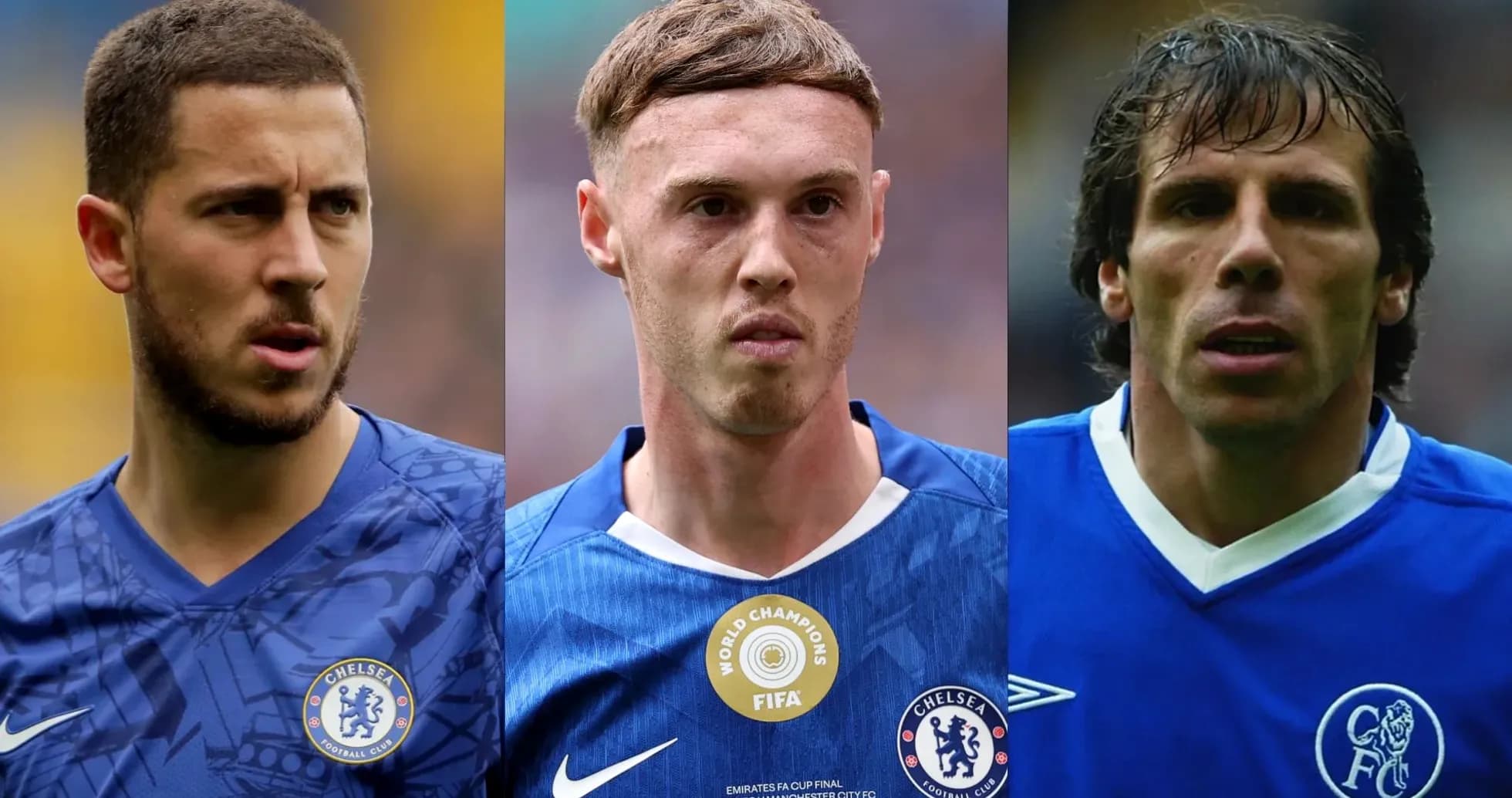 Tres jugadores de Chelsea en camisetas azules Tres jugadores de Chelsea en camisetas azules