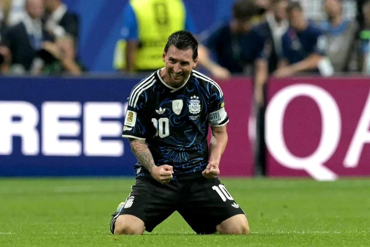 Lionel Messi celebrando en partido de Argentina Lionel Messi celebrando en partido de Argentina