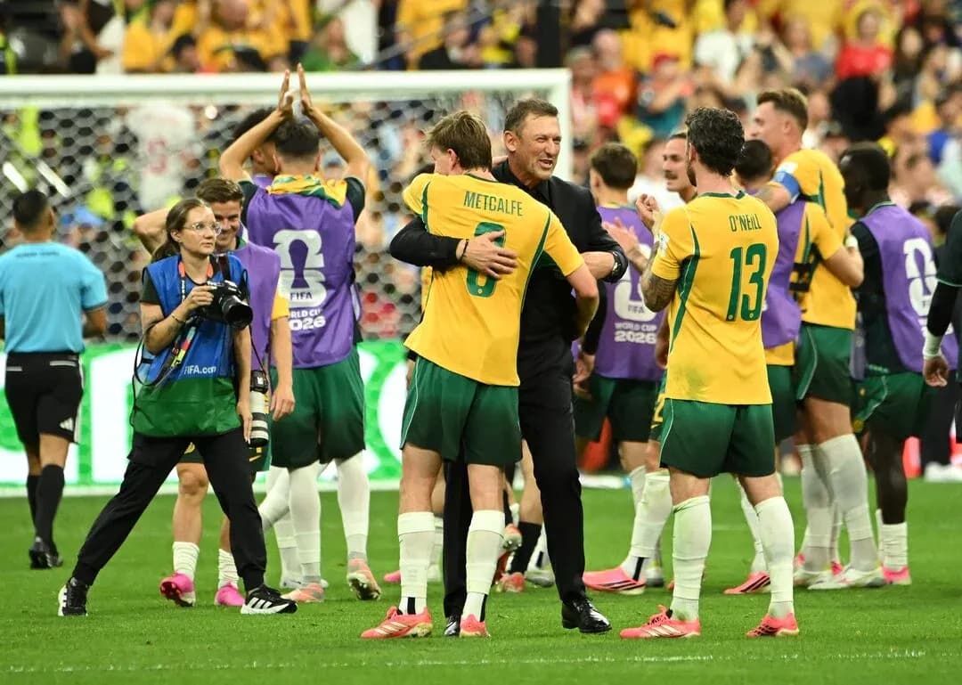 Celebración de jugadores australianos tras el partido Celebración de jugadores australianos tras el partido