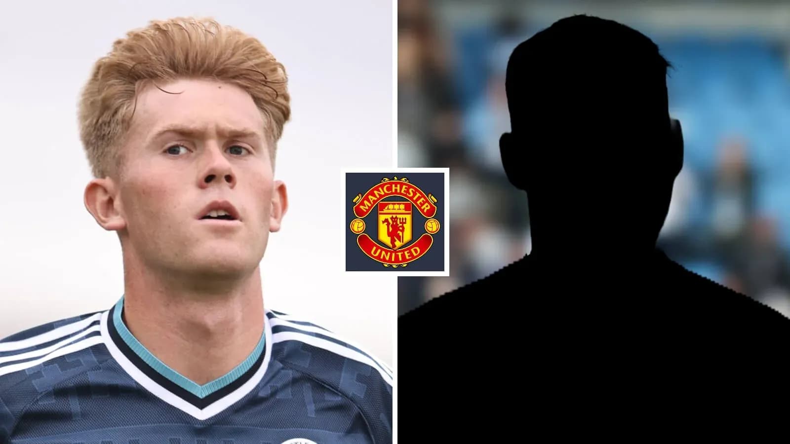 Jugador de Manchester United junto a silueta oscura Jugador de Manchester United junto a silueta oscura
