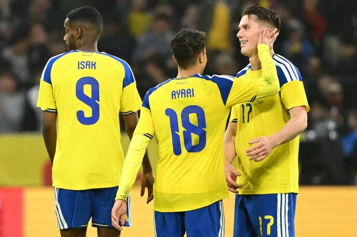 Jugadores de Suecia celebrando un gol Jugadores de Suecia celebrando un gol