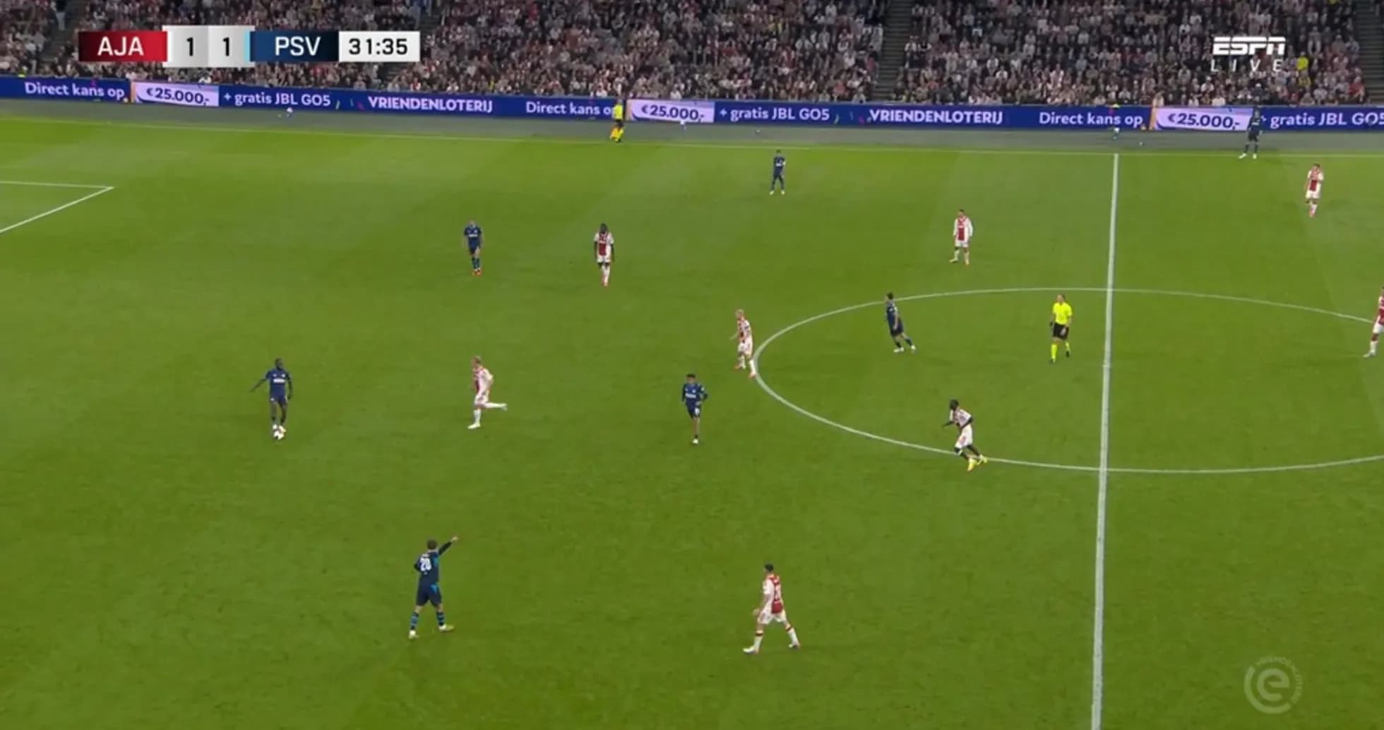 Partido de fútbol entre Ajax y PSV en curso Partido de fútbol entre Ajax y PSV en curso
