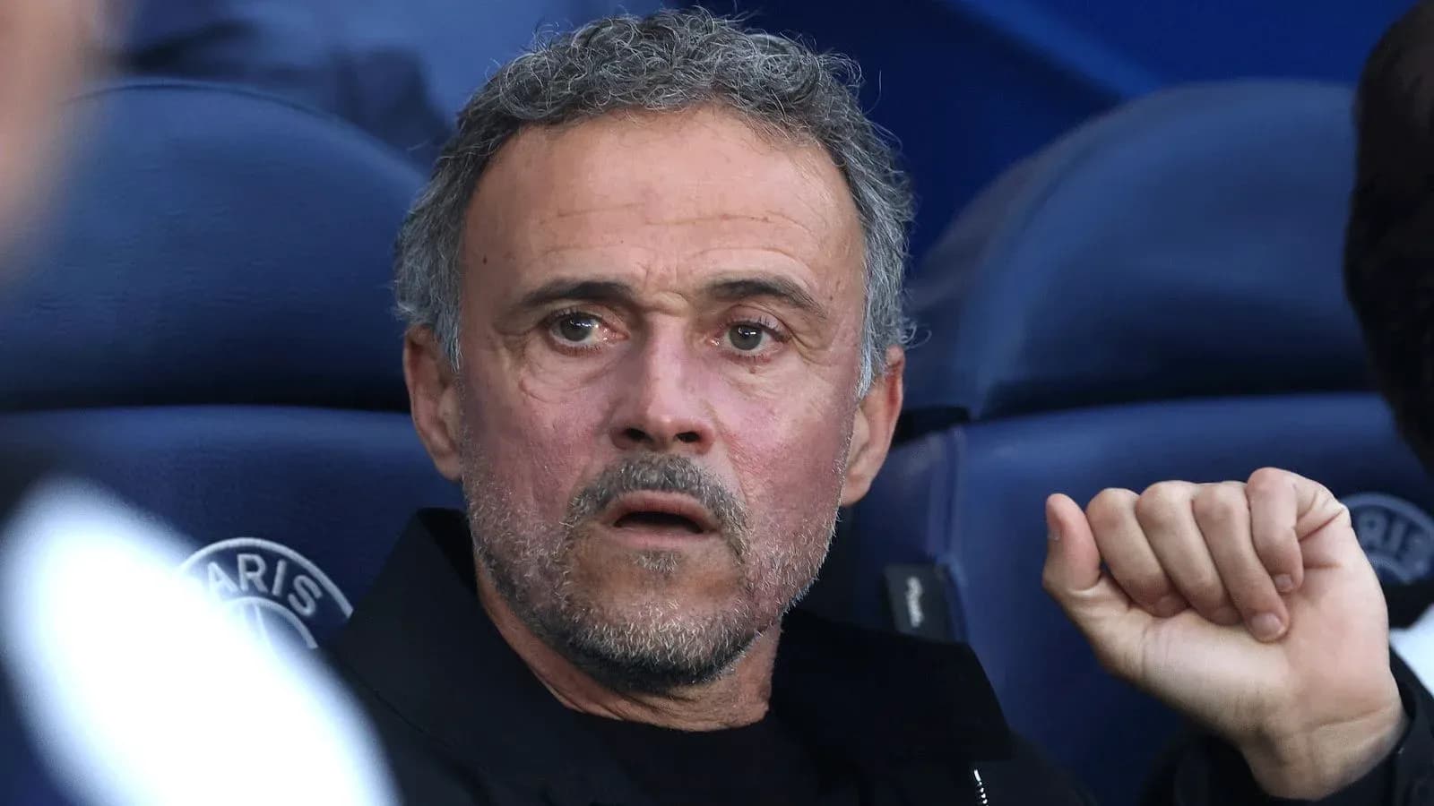 Entrenador sentado en el banquillo durante el partido Entrenador sentado en el banquillo durante el partido