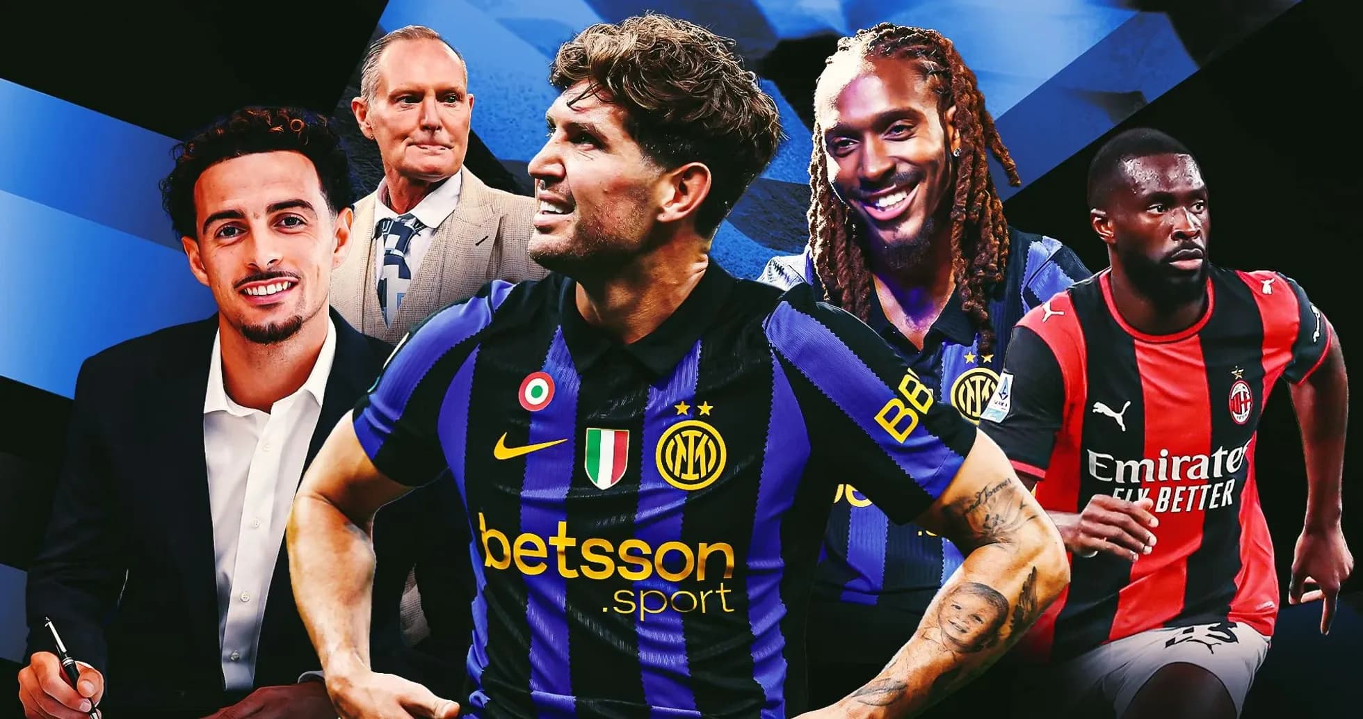 Jugadores de Inter y AC Milan en collage gráfico Jugadores de Inter y AC Milan en collage gráfico