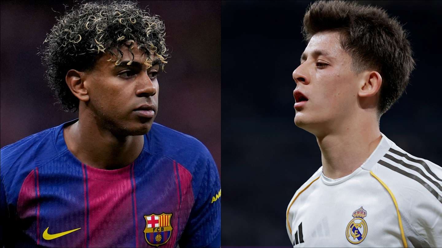 Jugadores de Barcelona y Real Madrid en primer plano Jugadores de Barcelona y Real Madrid en primer plano