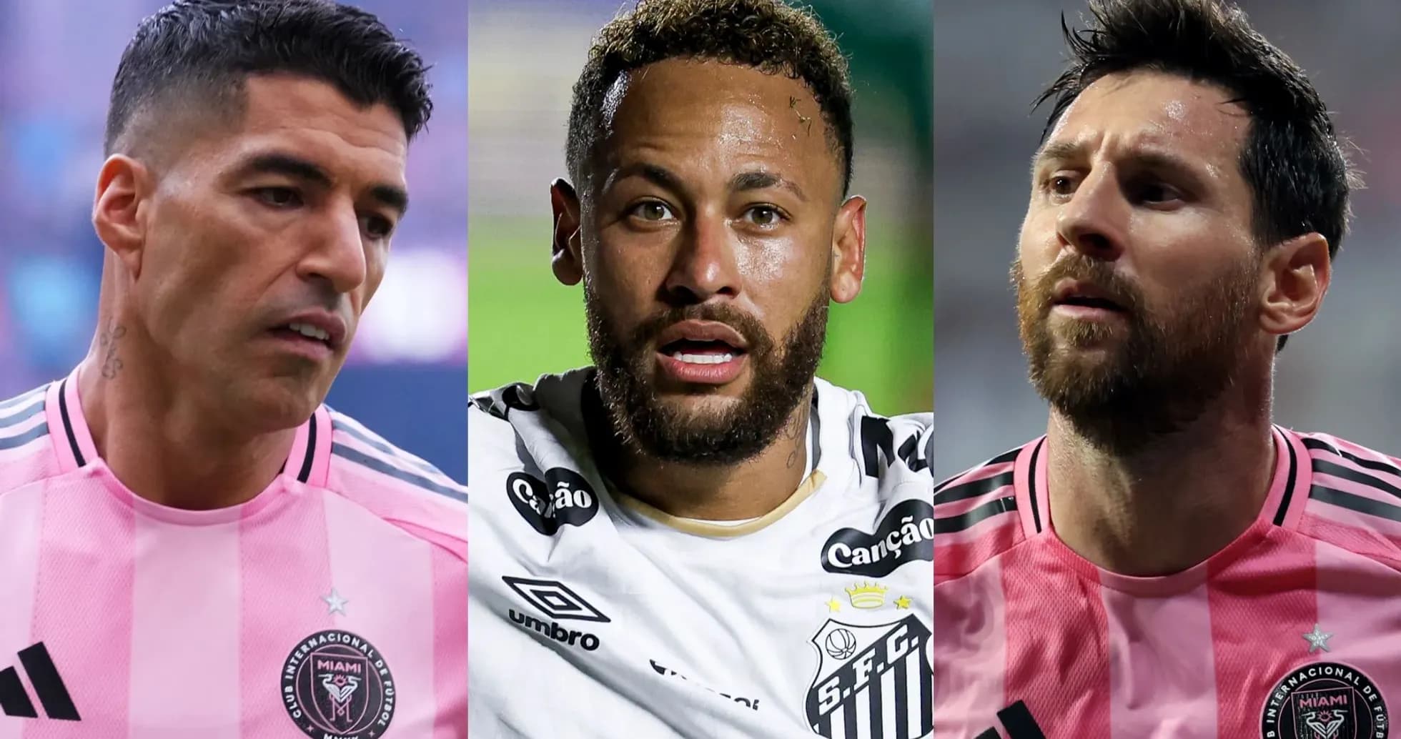 Luis Suárez, Neymar, y Lionel Messi en uniforme Luis Suárez, Neymar, y Lionel Messi en uniforme