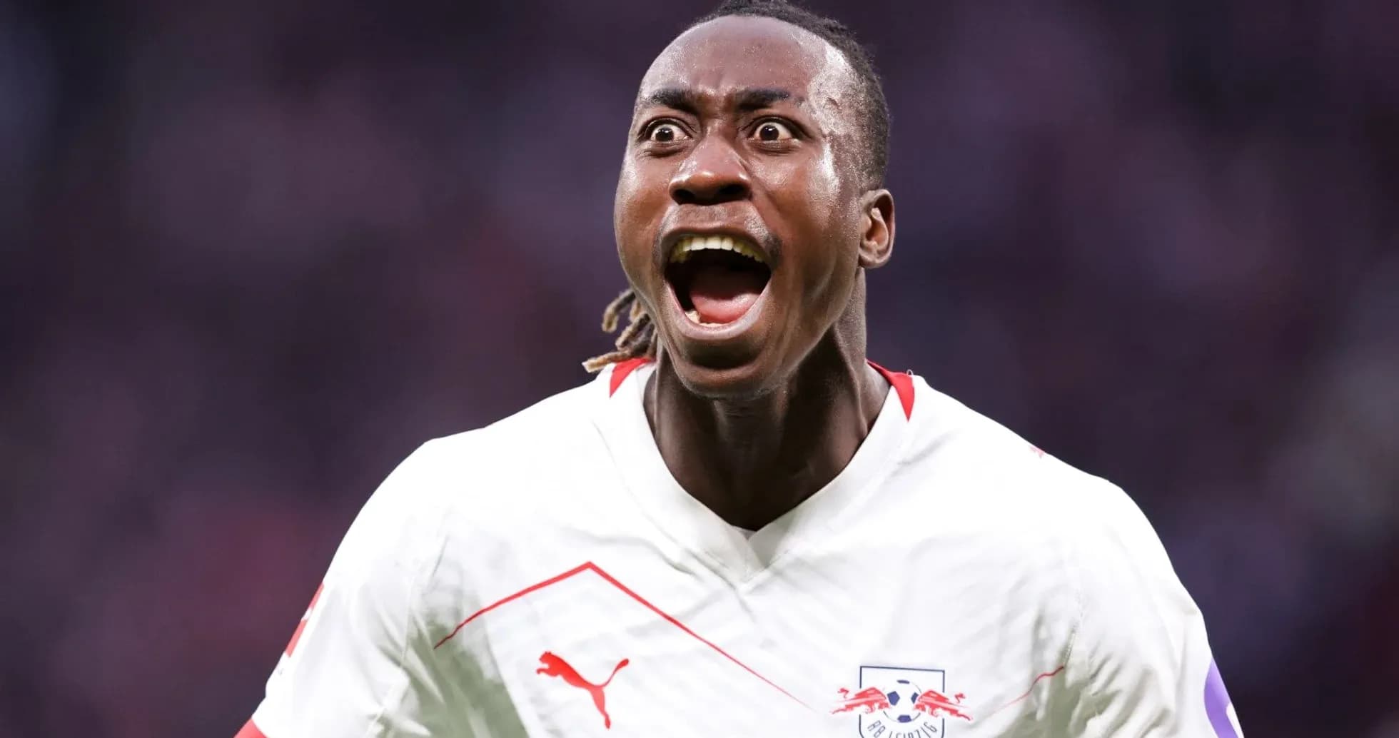 Jugador de RB Leipzig celebrando un gol Jugador de RB Leipzig celebrando un gol
